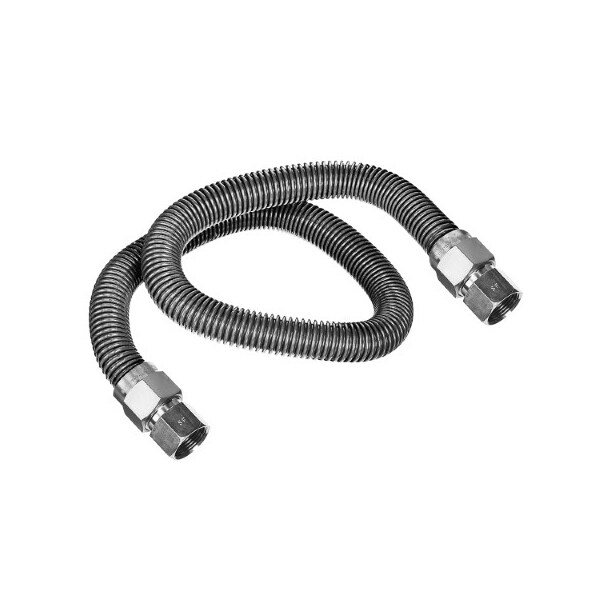 Flextron Gas Line Hose 1/2'' O.D. x 30'' Length with 3/8" FIP Fittings, Stainless Steel Flexible Connector FTGC-SS38-30H - main